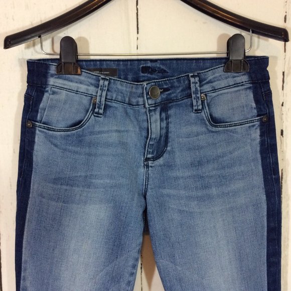 2/$30 Kut from the Kloth Jennifer Ultra Skinny Jeans with Dark Wash Side Stripe - Picture 2 of 11